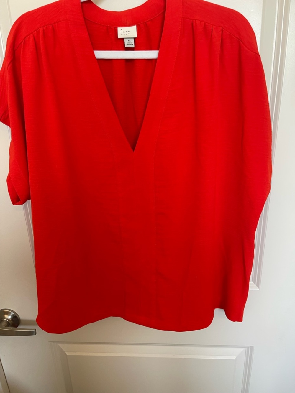 Bright Red V-Neck Women’s Top